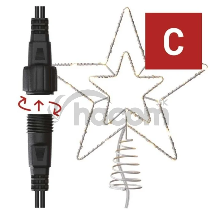 Standard LED spojovacia vianoč. hviezda, 28,5 cm, vonkaj. aj vnútor., teplá biela D1ZW01