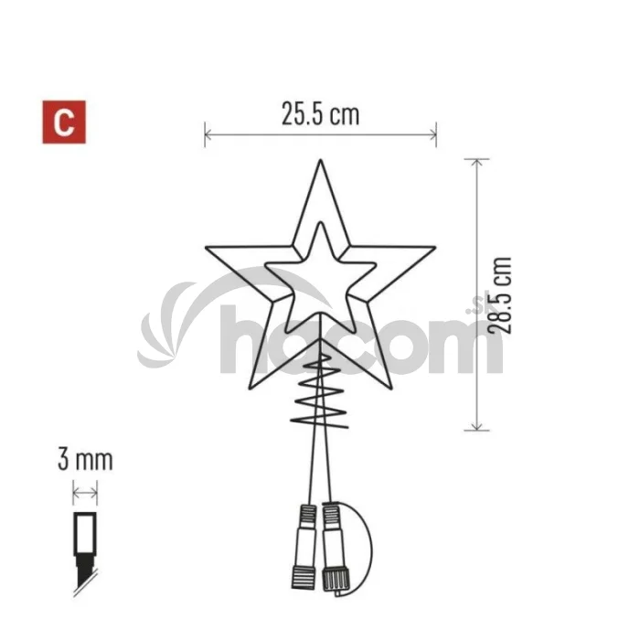 Standard LED spojovacia vianoč. hviezda, 28,5 cm, vonkaj. aj vnútor., teplá biela D1ZW01