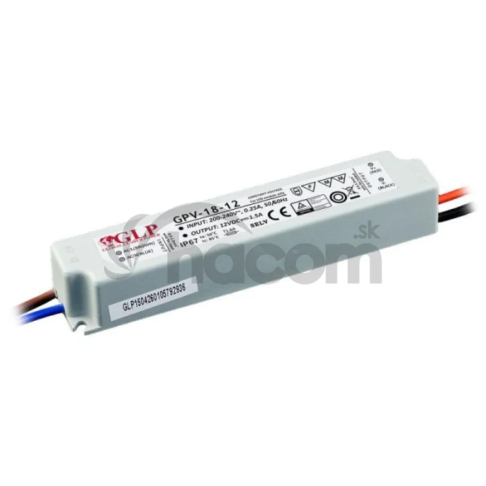 Zdroj GLP 12V/1,5A, 18W, IP67,GPV-18-12