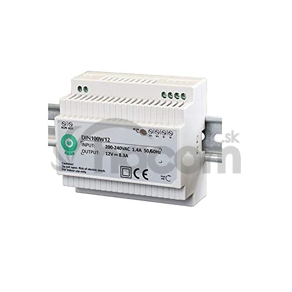 POS Napájací zdroj na DIN lištu 12V/8.3A 100W DIN100W12