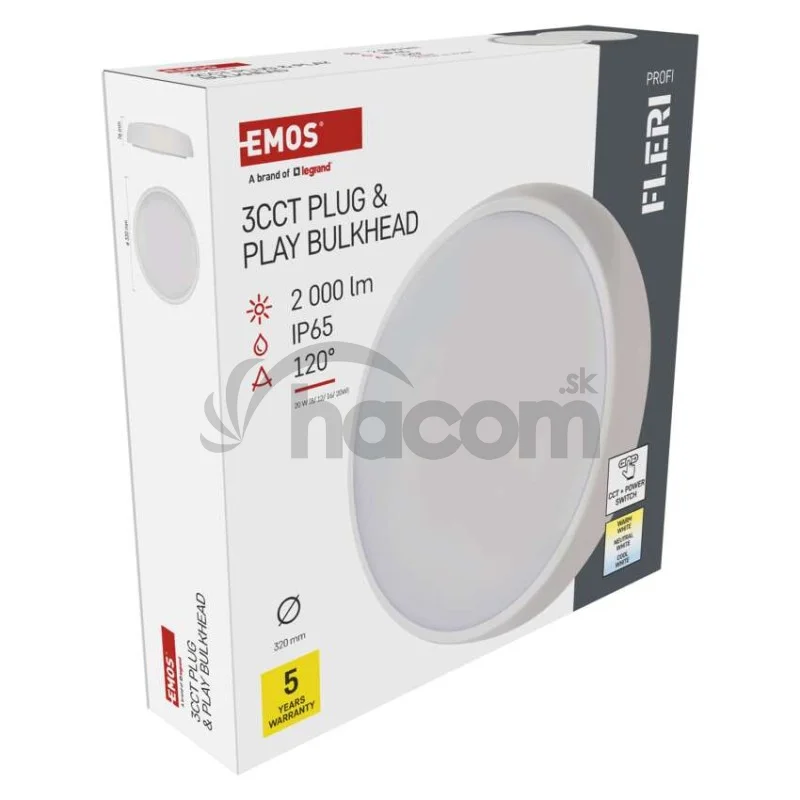 LED prisadené svietidlo FLERI, kruhové 20W, so zmenou CCT