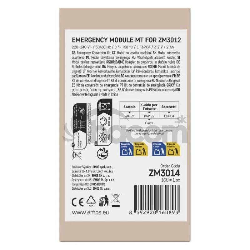 Modul núdzového osvetlenia pre ZM3012 FLERI, 1 W/3 h