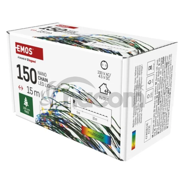 LED vianočná nano reťaz zelená, 15 m, vonkajšia aj vnútorná, multicolor, časovač