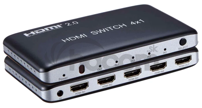 PremiumCord HDMI switch 4:1, plastový, diaľkové ovl.