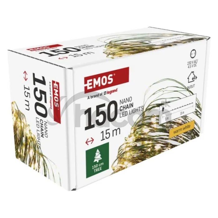 LED vianočná nano reťaz zelená, 15 m, vonkajšia aj vnútorná, teplá biela, časovač