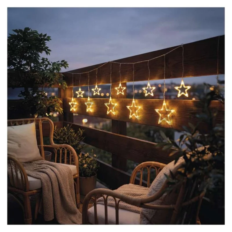 Vianočná LED girlanda – hviezdy, 190 x 50 cm, do exteriéru aj interiéru, teplá biela