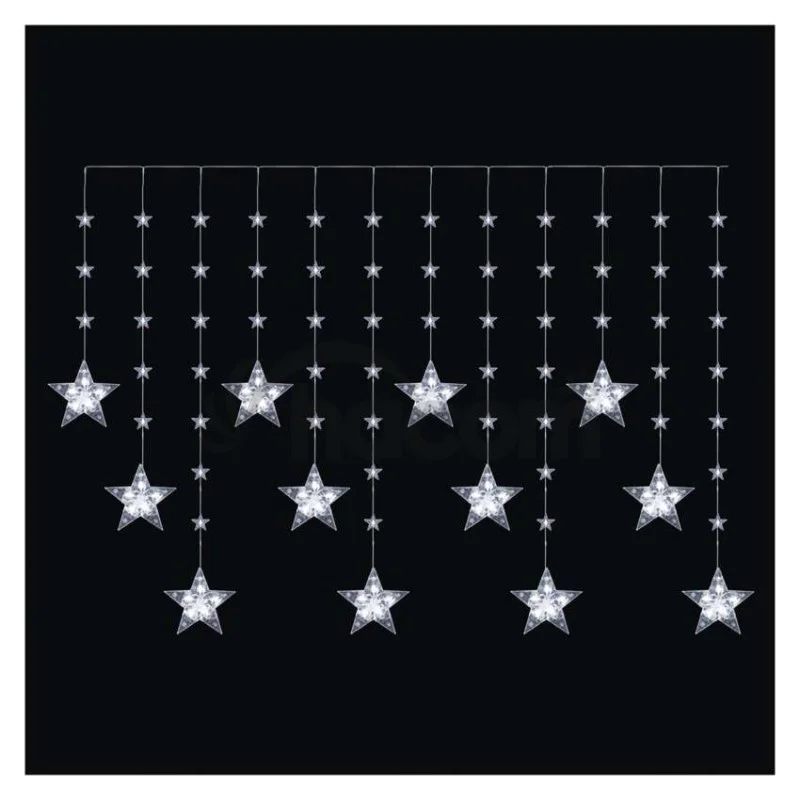 Vianočná LED girlanda – hviezdy, 1,7 m, 3x AA, IP44, studená biela, časovač