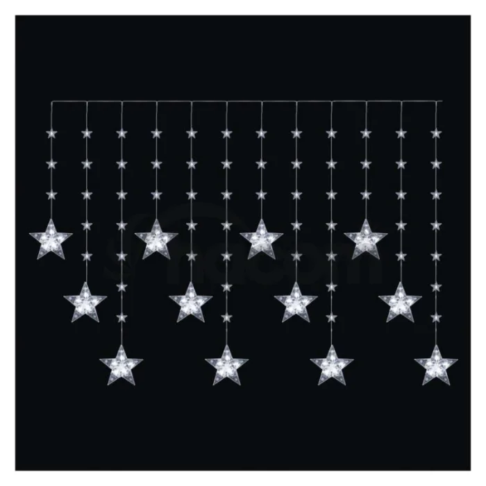 Vianočná LED girlanda – hviezdy, 1,7 m, 3x AA, IP44, studená biela, časovač