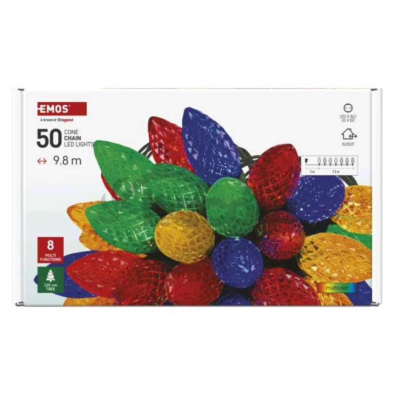 LED vianočná reťaz, farebné žiarovky, 9,8 m, multicolor, multifunkčná