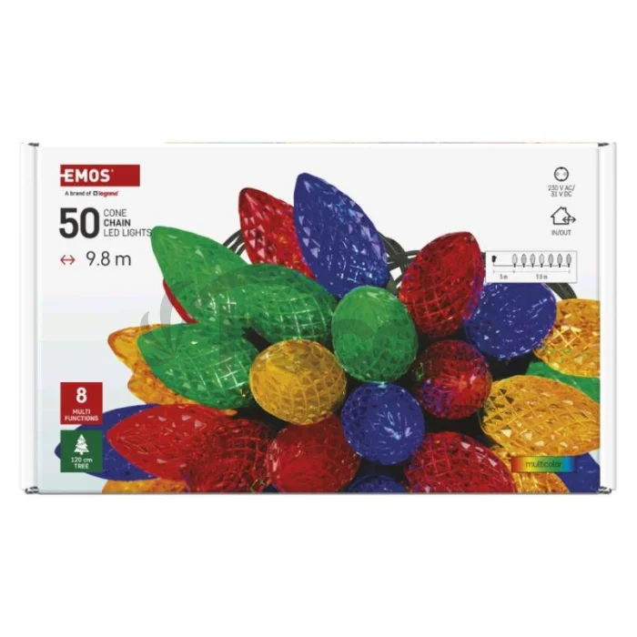 LED vianočná reťaz, farebné žiarovky, 9,8 m, multicolor, multifunkčná