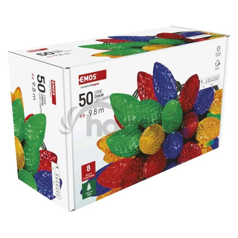 LED vianočná reťaz, farebné žiarovky, 9,8 m, multicolor, multifunkčná