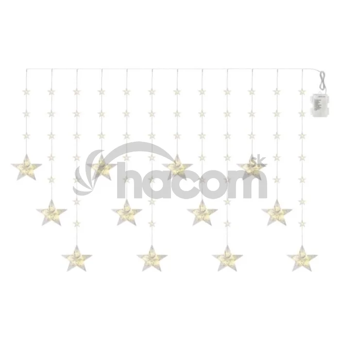 Vianočná LED girlanda – hviezdy, 1,7 m, 3x AA, do interiéru, teplá biela, časovač