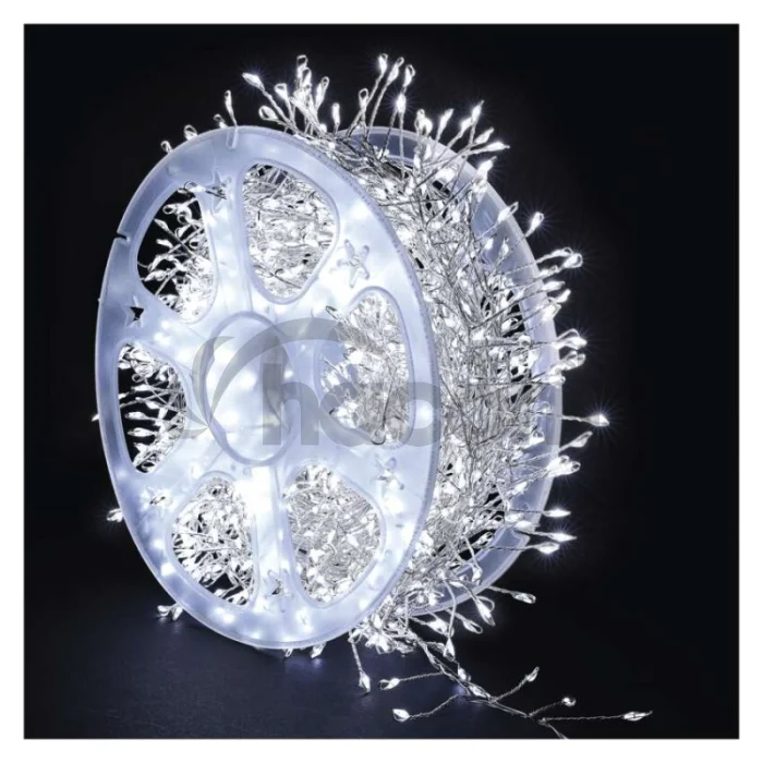 LED nano reťaz na cievke, strieborný, 9,6 m, studená biela, časovač
