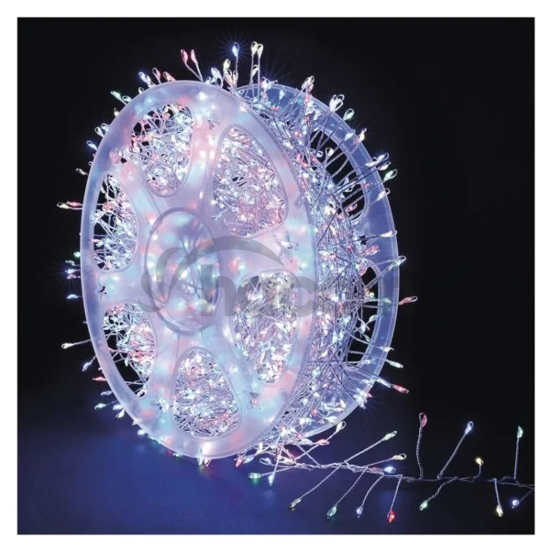 LED nano reťaz na cievke, strieborný, 9,6 m, multicolor, časovač