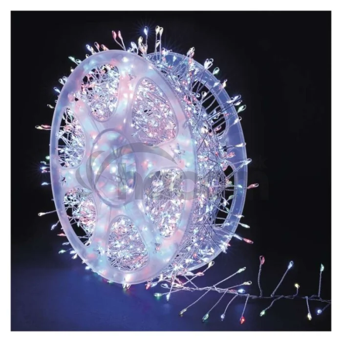 LED nano reťaz na cievke, strieborný, 9,6 m, multicolor, časovač