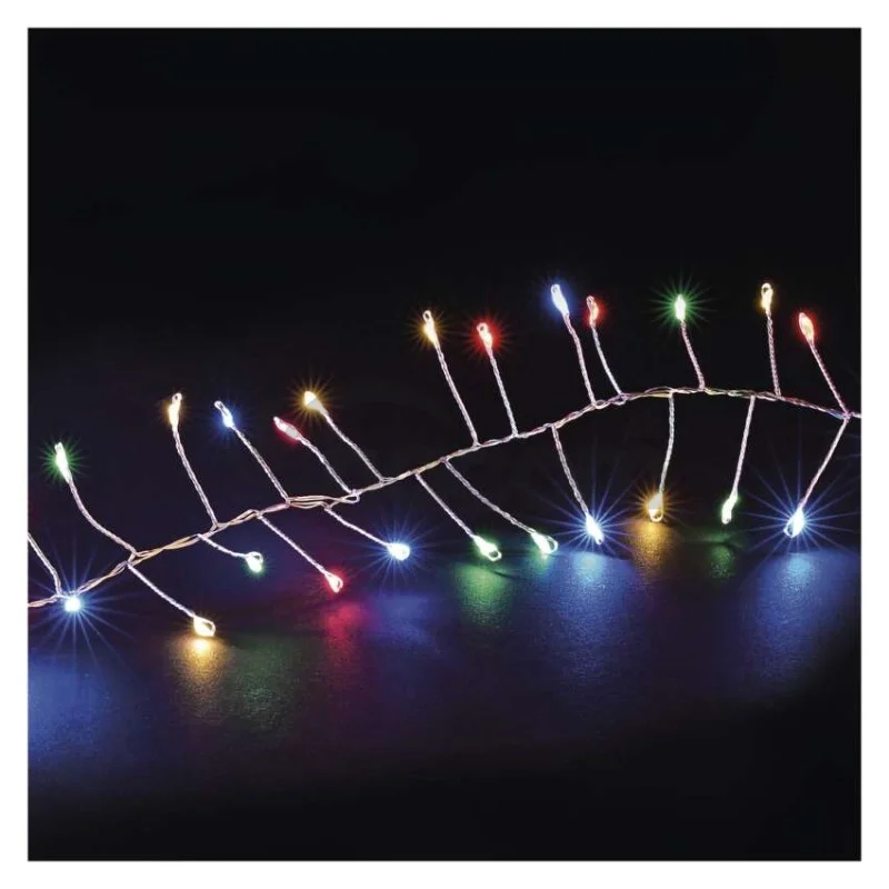 LED nano reťaz na cievke, strieborný, 9,6 m, multicolor, časovač
