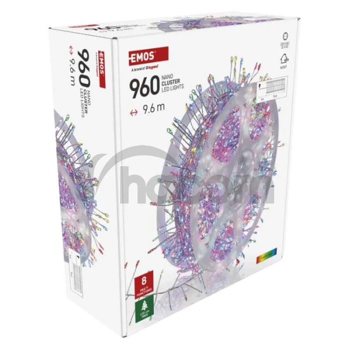 LED nano reťaz na cievke, strieborný, 9,6 m, multicolor, časovač