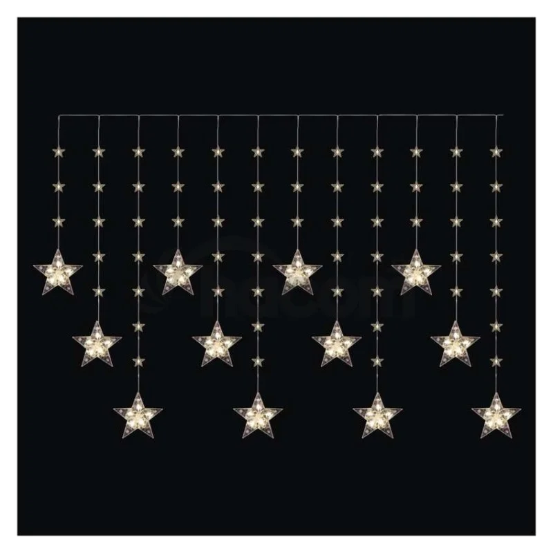 Vianočná LED girlanda – hviezdy, 1,7 m, 3x AA, do interiéru, teplá biela, časovač