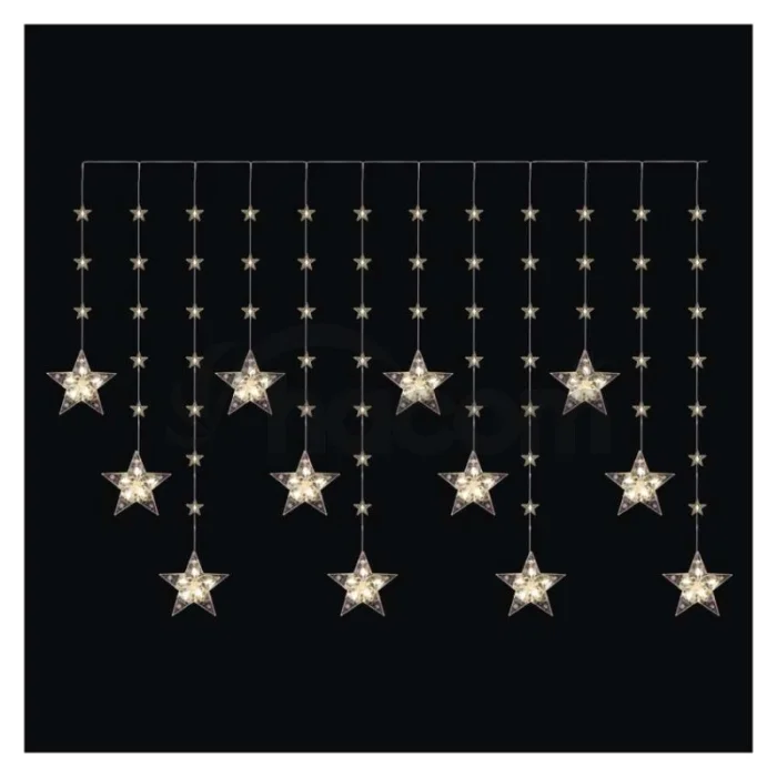 Vianočná LED girlanda – hviezdy, 1,7 m, 3x AA, do interiéru, teplá biela, časovač
