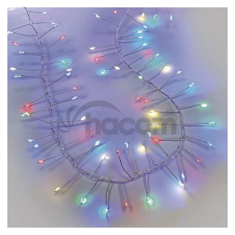 LED nano reťaz na cievke, strieborný, 9,6 m, multicolor, časovač
