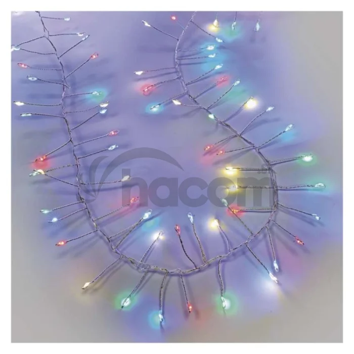 LED nano reťaz na cievke, strieborný, 9,6 m, multicolor, časovač