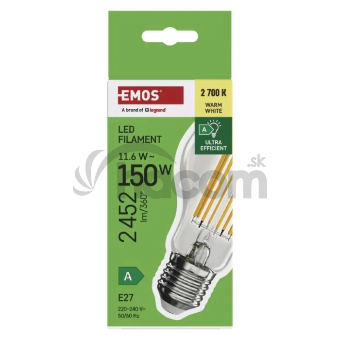 LED žiarovka Filament A70 / E27 / 11.6 W (150 W) / 2 452 lm / teplá biela / A CLASS