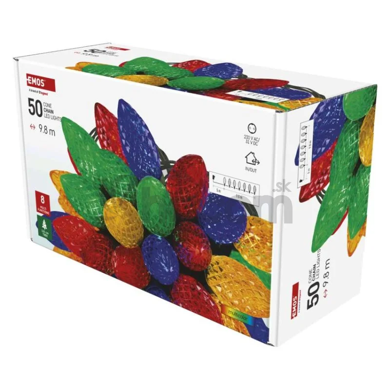 LED vianočná reťaz, farebné žiarovky, 9,8 m, multicolor, multifunkčná