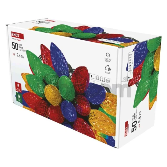 LED vianočná reťaz, farebné žiarovky, 9,8 m, multicolor, multifunkčná