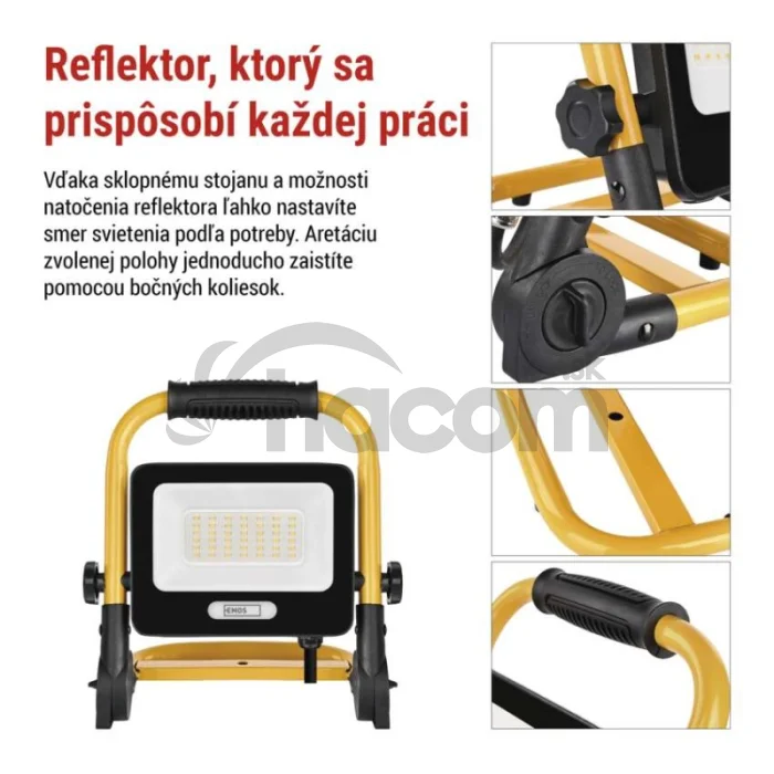 LED reflektor GLARO 30 W, žlto-čierny, IP65, 3000 lm, neutrálna biela