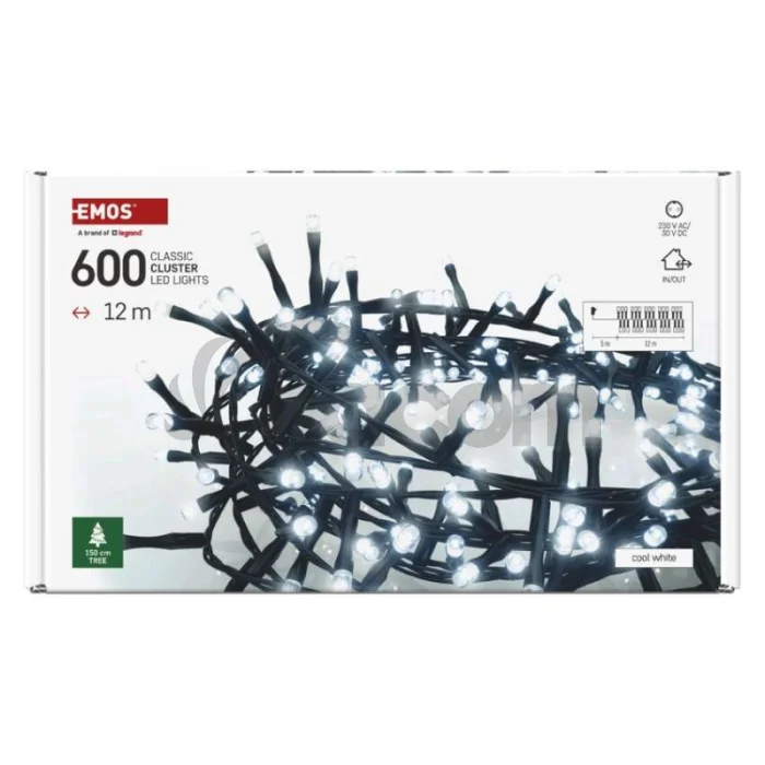 LED vianočná reťaz – ježko, 12 m, vonkajšia aj vnútorná, studená biela, časovač