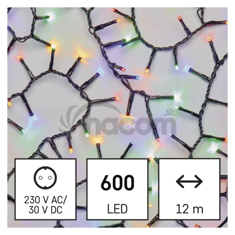 LED vianočná reťaz – ježko, 12 m, vonkajšia aj vnútorná, multicolor, časovač