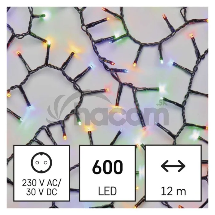 LED vianočná reťaz – ježko, 12 m, vonkajšia aj vnútorná, multicolor, časovač