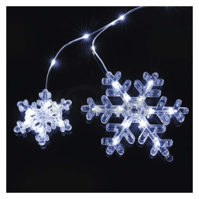 Vianočná LED girlanda – vločky, 160 x 95 cm, IP44, studená biela, časovač