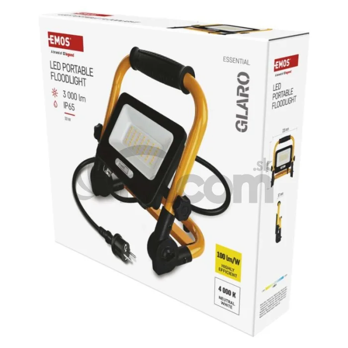 LED reflektor GLARO 30 W, žlto-čierny, IP65, 3000 lm, neutrálna biela