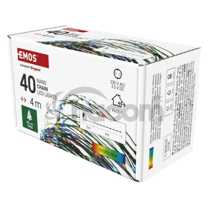 LED vianočná nano reťaz zelená, 4 m, vonkajšia aj vnútorná, multicolor, časovač