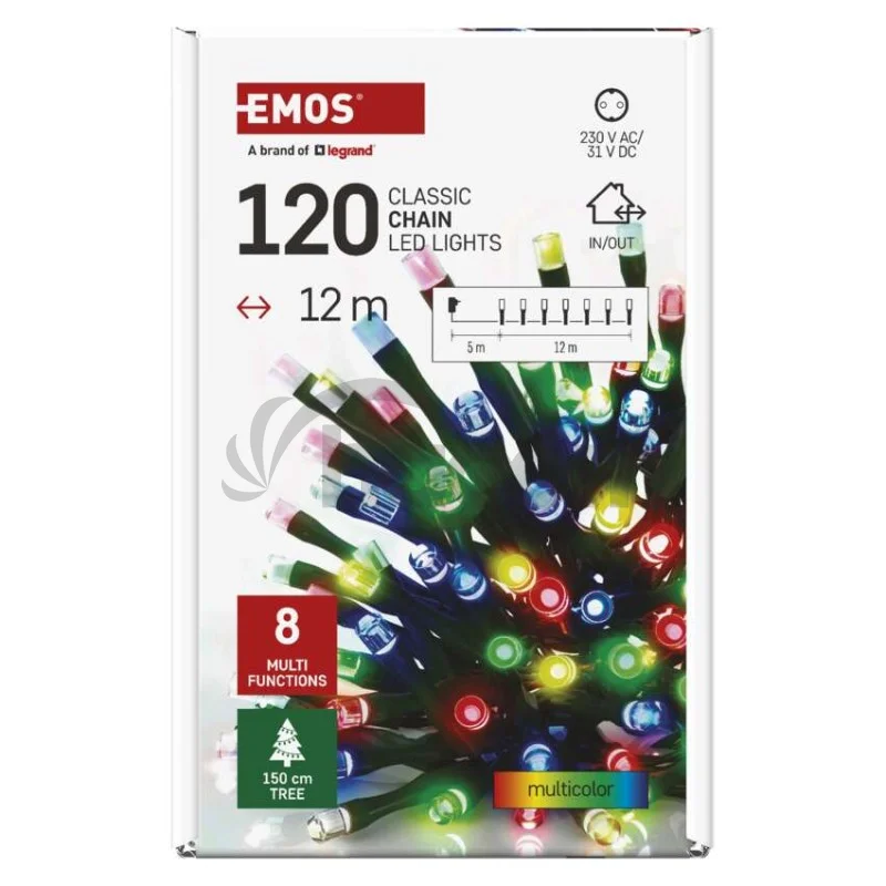 LED vianočná reťaz, 12 m, vonkajšia aj vnútorná, multicolor, programy, časovač