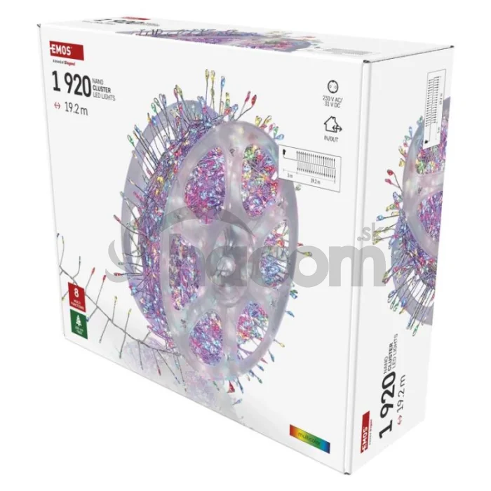 LED nano reťaz na cievke, strieborný, 19,2 m, multicolor, časovač