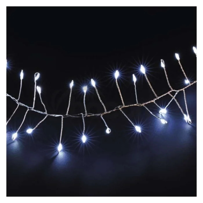 LED nano reťaz na cievke, strieborný, 19,2 m, studená biela, časovač