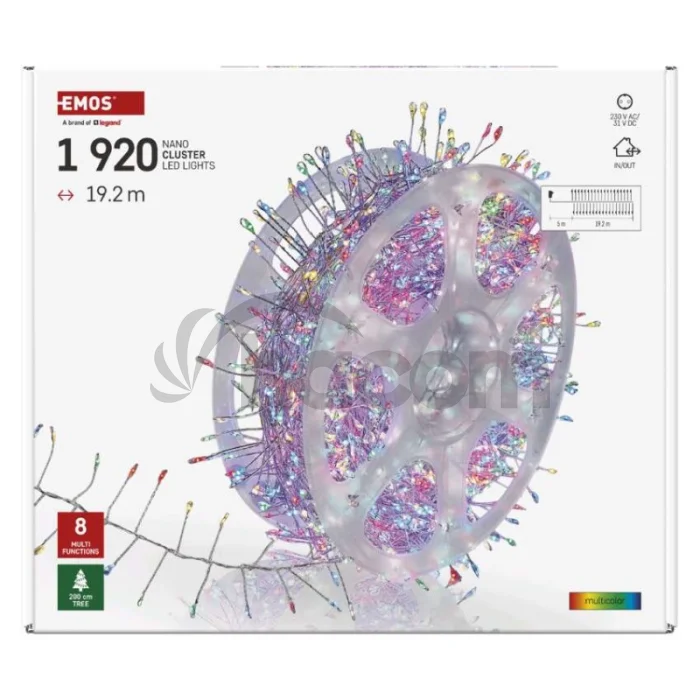 LED nano reťaz na cievke, strieborný, 19,2 m, multicolor, časovač