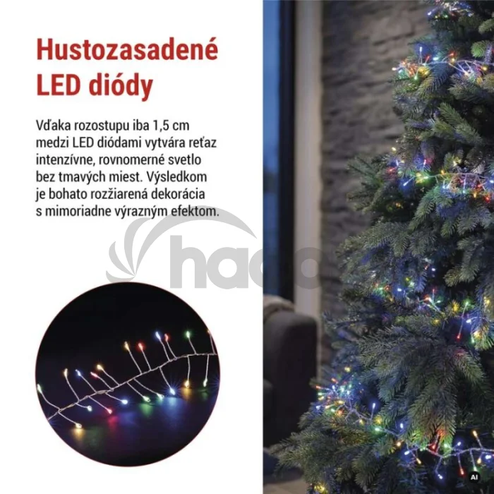 LED nano reťaz na cievke, strieborný, 19,2 m, multicolor, časovač