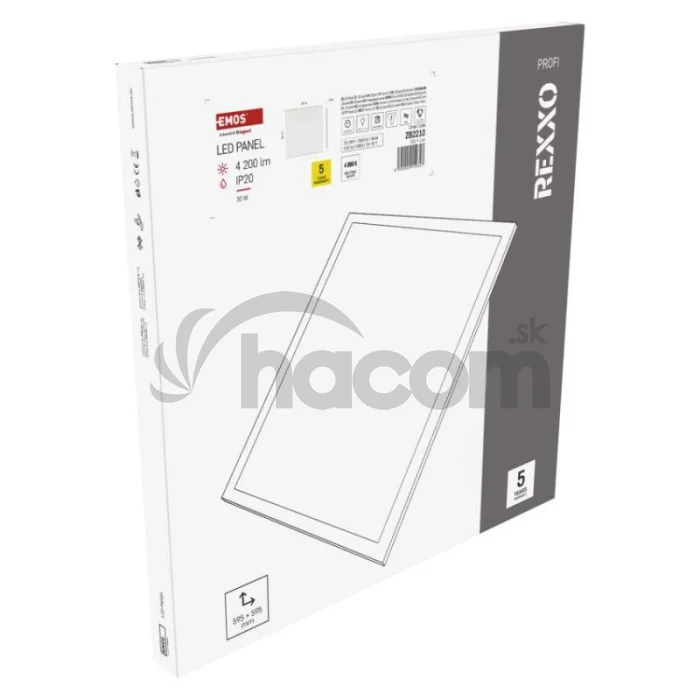 LED panel REXXO backlit 60×60, štvorcový vstavaný biely, 30W neutr.b.