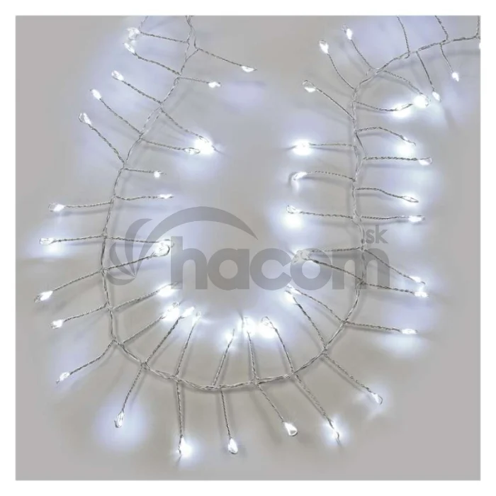 LED nano reťaz na cievke, strieborný, 19,2 m, studená biela, časovač