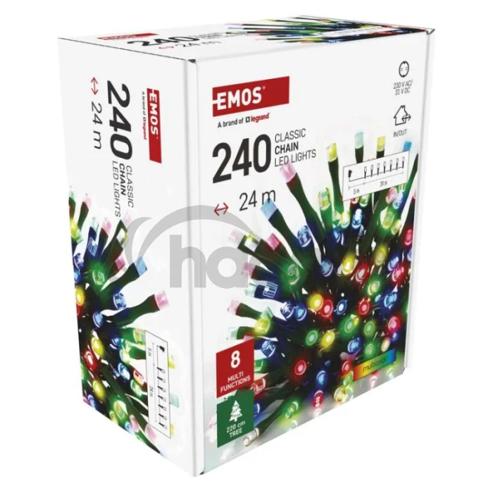 LED vianočná reťaz, 24 m, vonkajšia aj vnútorná, multicolor, programy, časovač
