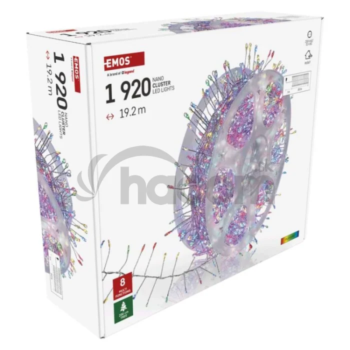 LED nano reťaz na cievke, strieborný, 19,2 m, multicolor, časovač