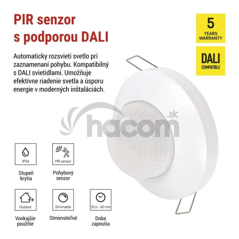 PIR senzor DALI (pohybové čidlo) IP54 biely