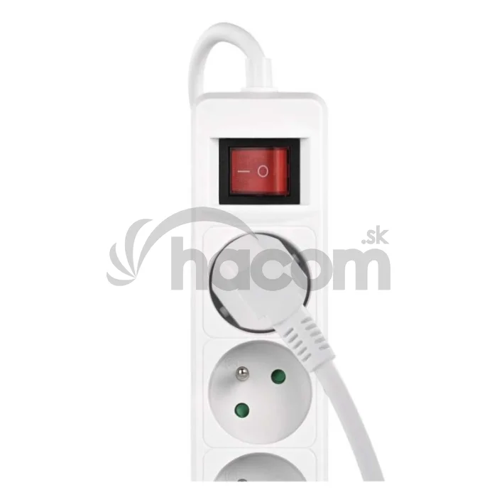 Predlžovací kábel 3 m / 5 zásuvky / s vypínačom / biely / 1×USB-A + 1×USB-C / 1,5 mm2