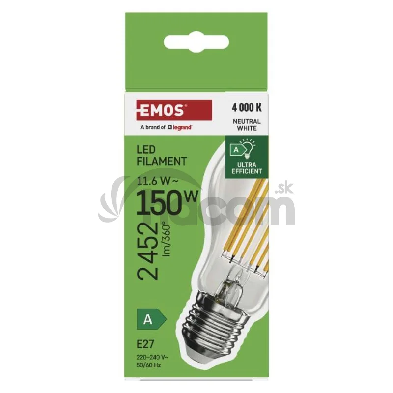 LED žiarovka Filament A70 / E27 / 11.6 W (150 W) / 2 452 lm / neutrálna biela / A CLASS