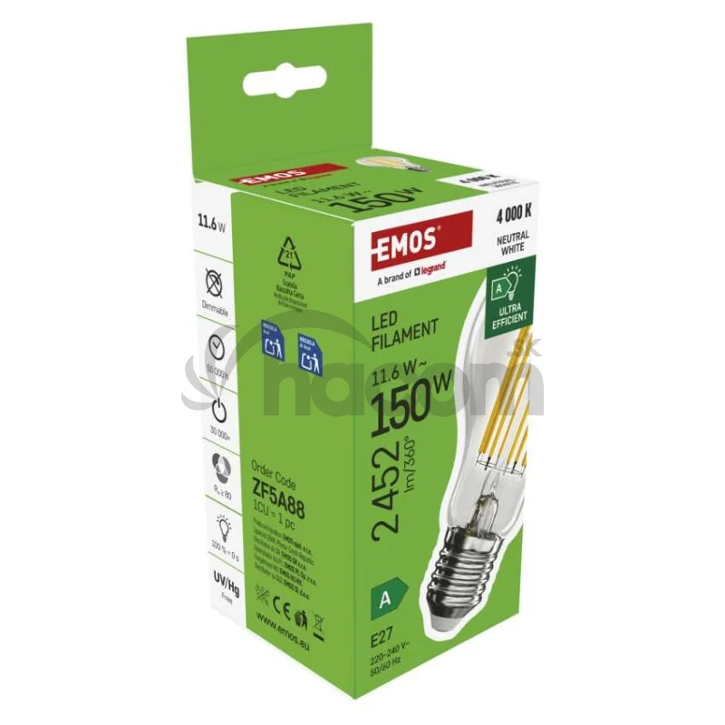 LED žiarovka Filament A70 / E27 / 11.6 W (150 W) / 2 452 lm / neutrálna biela / A CLASS