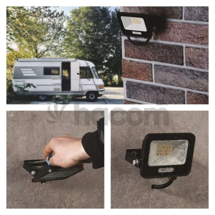 LED reflektor GLARO 10W, čierny, IP65, 1000 lm, neutrálna biela