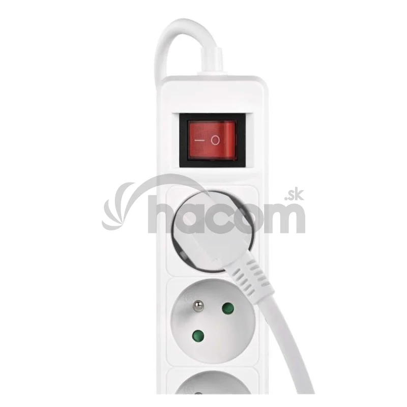 Predlžovací kábel 2 m / 3 zásuvky / s vypínačom / biely / 1×USB-A + 1×USB-C / 1,5 mm2